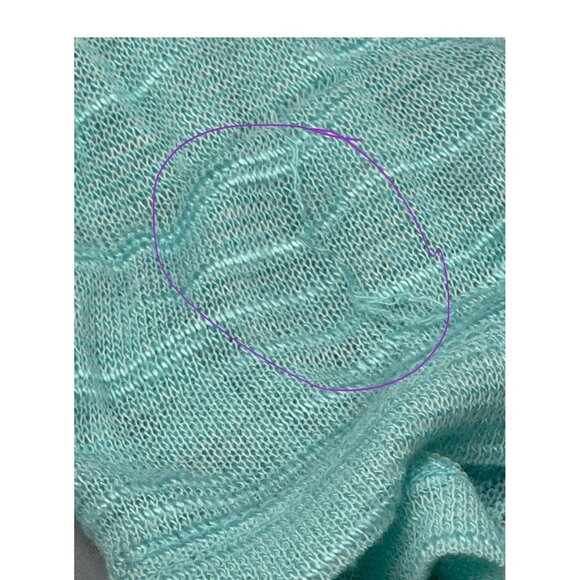 no boundaries 3/4 sleeve shirt green white lace sheer high low swoop neck m READ - Picture 1 of 12